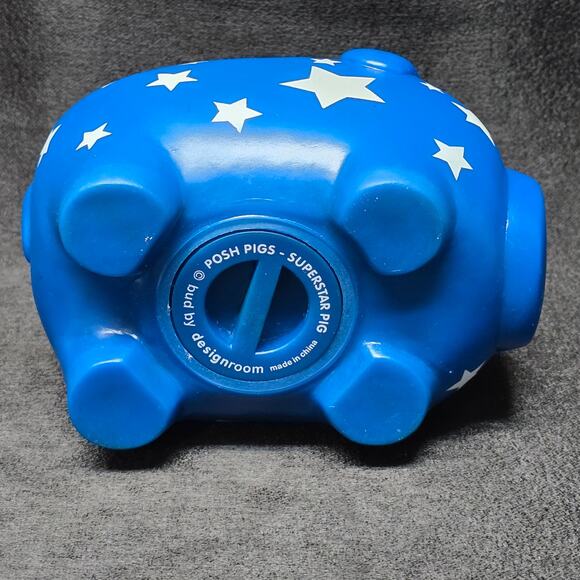 Posh Pigs - Superstar Blue w. Star's Piggy Bank Bud by DesignRoom - Picture 9 of 14